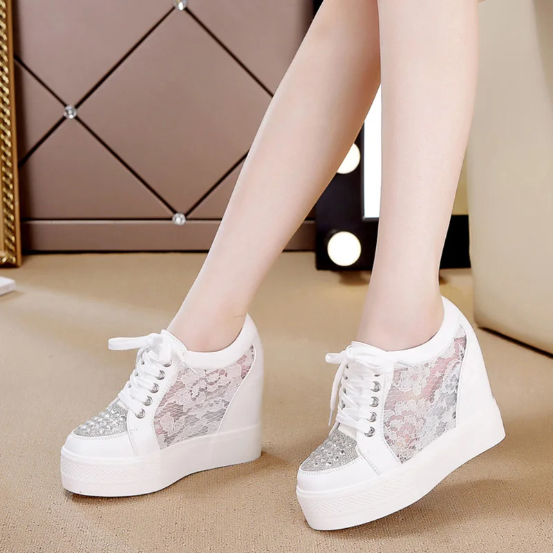 Crystal Mesh Fabric - Chaussures à plateforme en biscuits pour