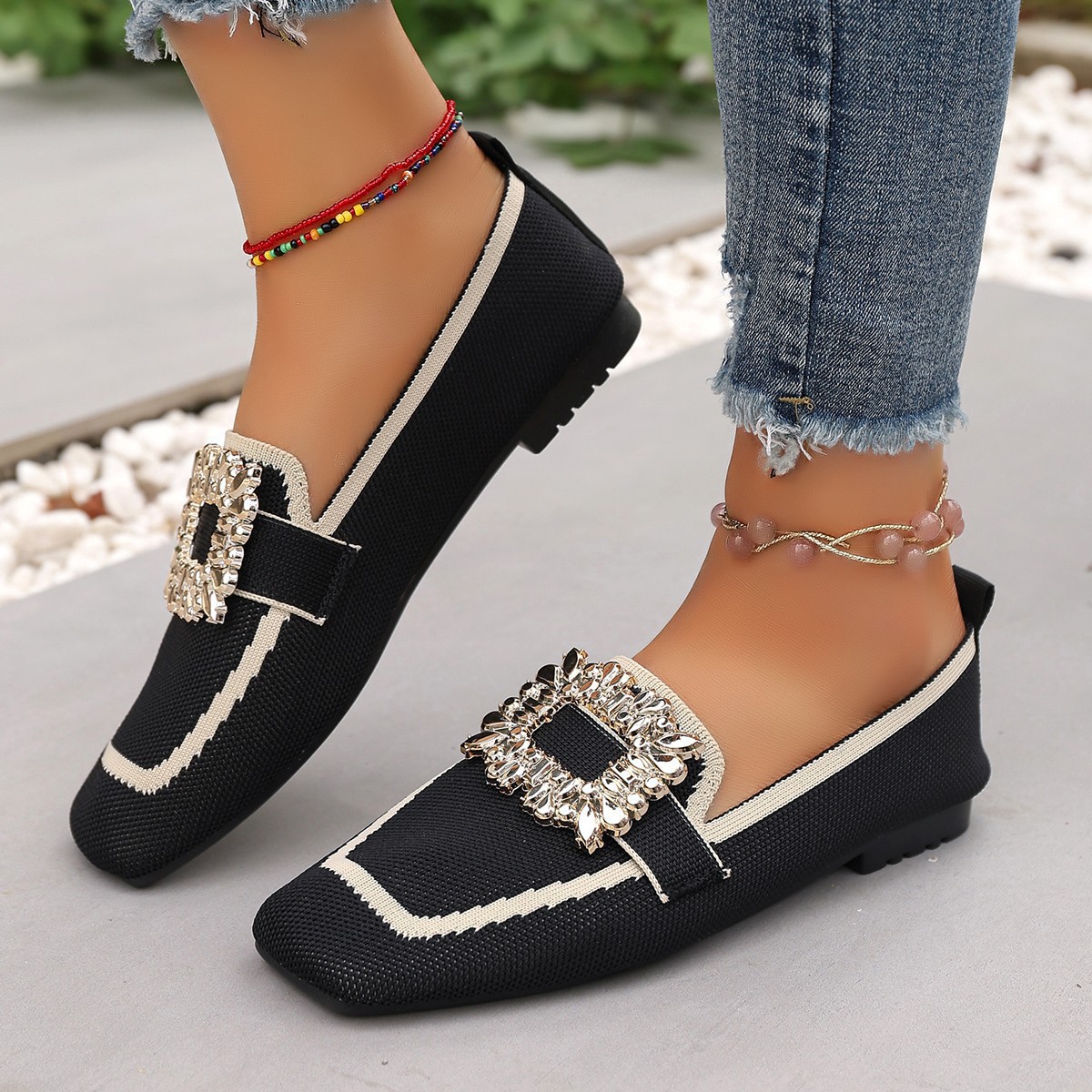 Nouvelles Chaussures Plates Fe - Crystal Mesh Fabric avis et prix